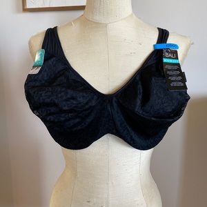 NEW 42DDD Bali minimizer black wire bra